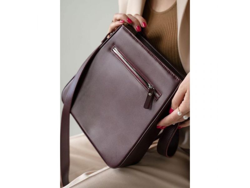 Женская кожаная сумка Stella марсала, фото 5