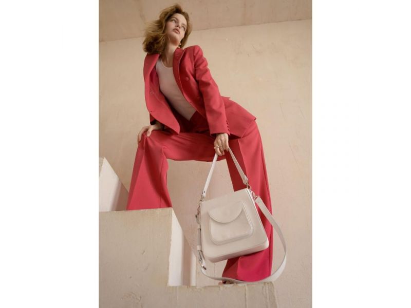 Женская кожаная сумка Stella белая, фото 4