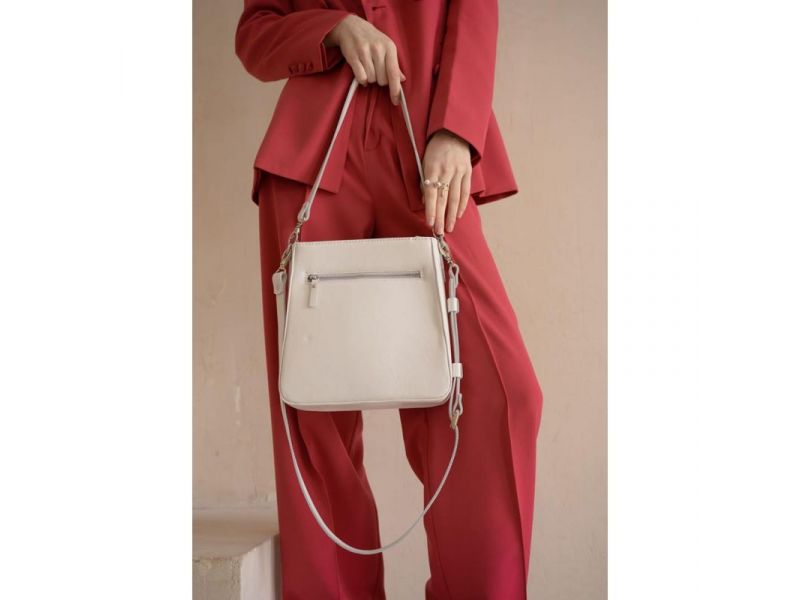 Женская кожаная сумка Stella белая, фото 5