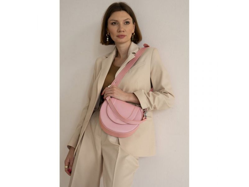 Женская кожаная сумка Mandy розовая, фото 1