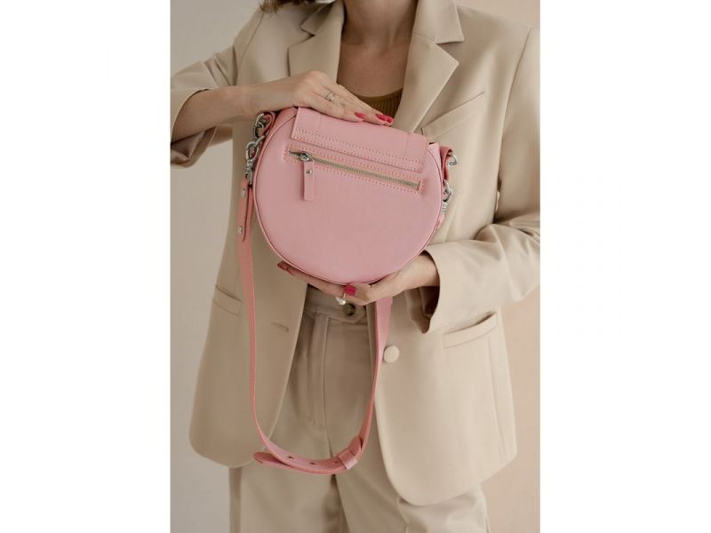 Женская кожаная сумка Mandy розовая, фото 4