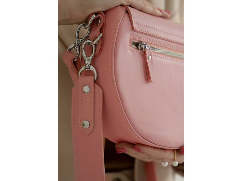 Женская кожаная сумка Mandy розовая, фото 6