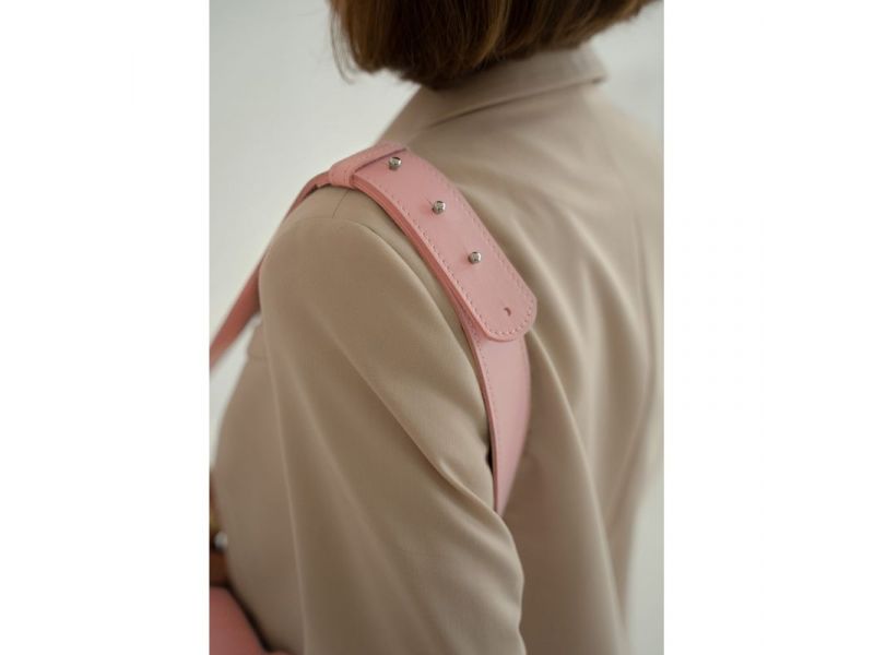 Женская кожаная сумка Mandy розовая, фото 7