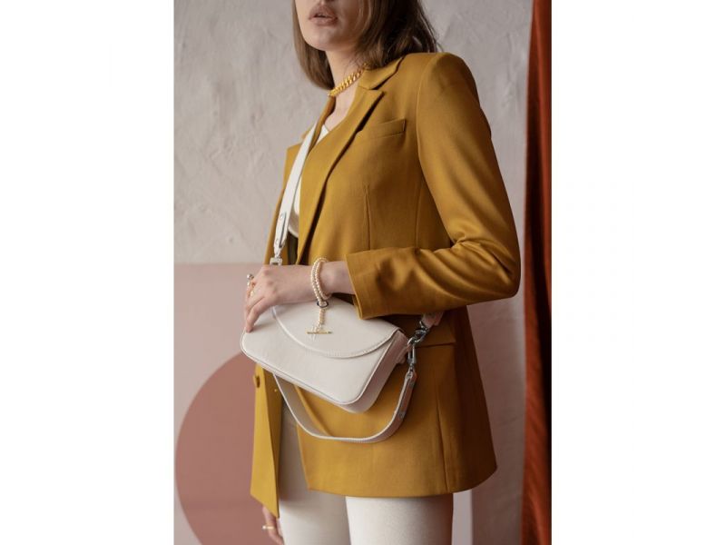 Женская кожаная сумка Molly белая, фото 2