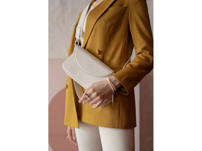 Женская кожаная сумка Molly белая, фото 5