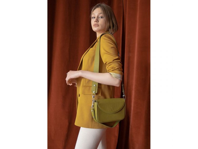 Женская кожаная сумка Molly оливковая, фото 1