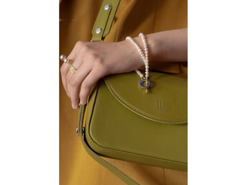 Женская кожаная сумка Molly оливковая, фото 3