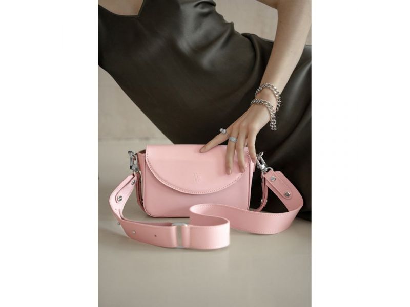 Женская кожаная сумка Molly розовая, фото 1