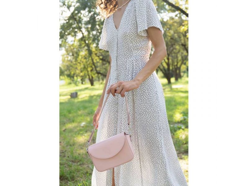 Женская кожаная сумка Molly розовая, фото 4