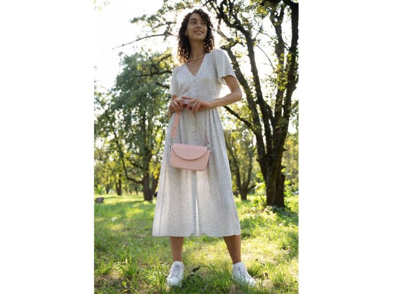 Женская кожаная сумка Molly розовая, фото 5