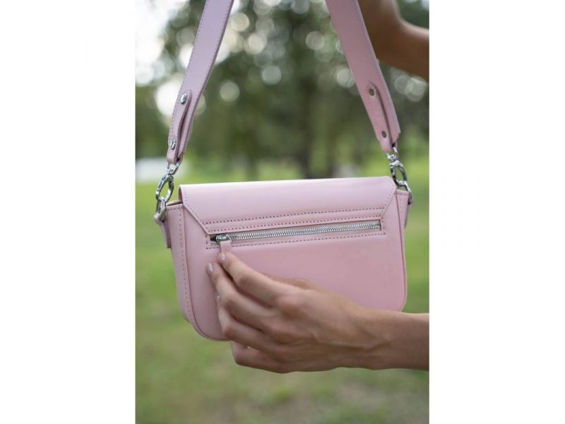 Женская кожаная сумка Molly розовая, фото 3