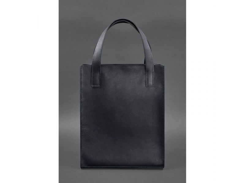 Кожаная женская сумка шоппер Бэтси с карманом синяя Краст, фото 3