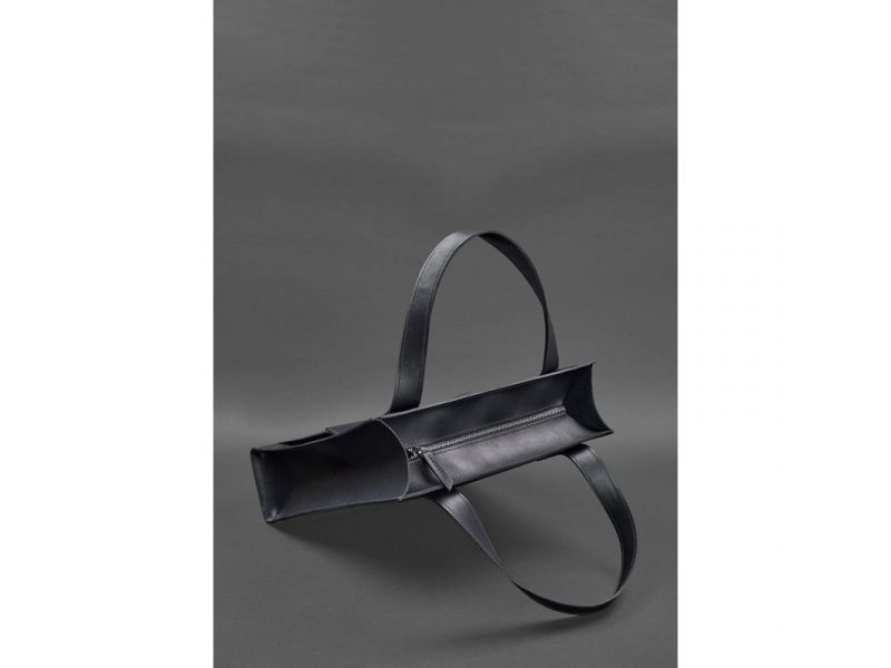 Кожаная женская сумка шоппер Бэтси с карманом синяя Краст, фото 4