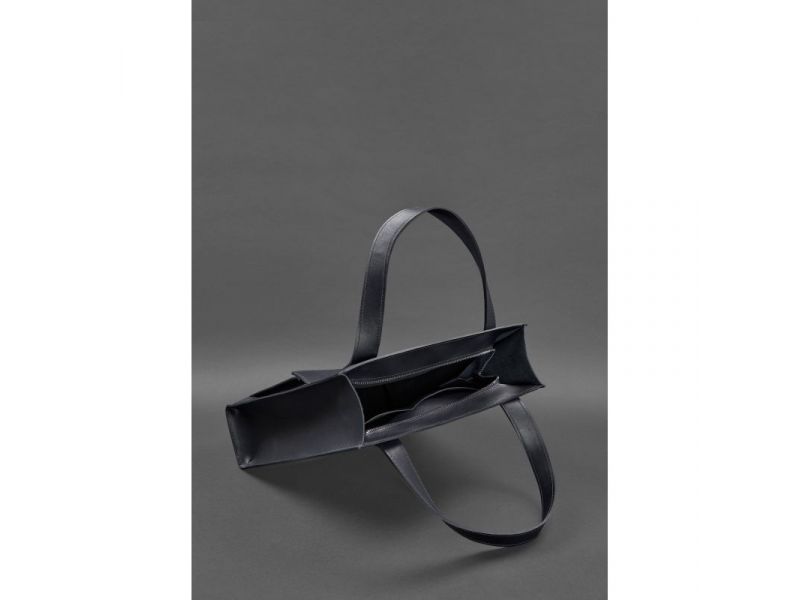 Кожаная женская сумка шоппер Бэтси с карманом синяя Краст, фото 5