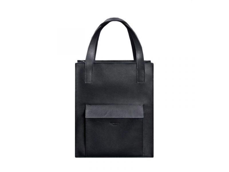 Кожаная женская сумка шоппер Бэтси с карманом синяя Краст, фото 7