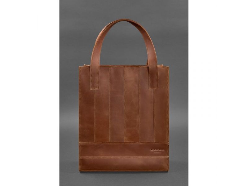 Кожаная женская сумка шоппер Бэтси светло-коричневая Crazy Horse, фото 2