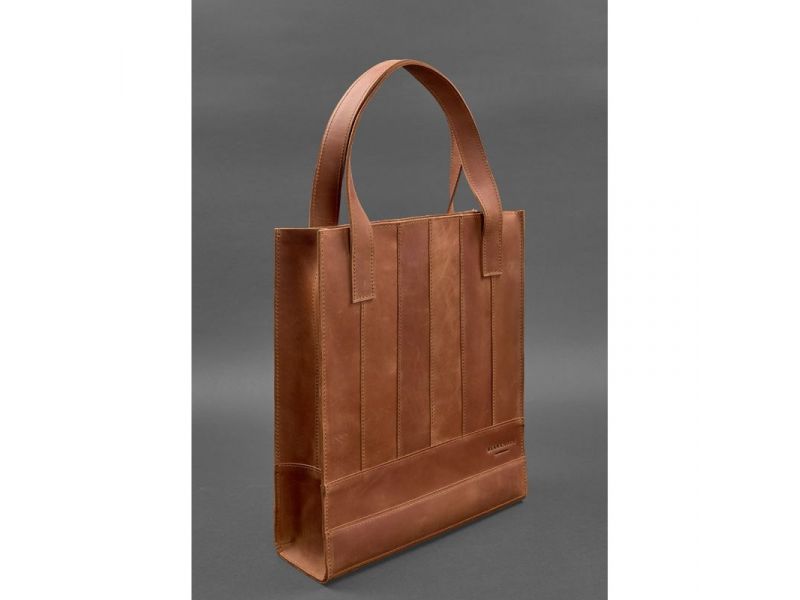 Кожаная женская сумка шоппер Бэтси светло-коричневая Crazy Horse, фото 3