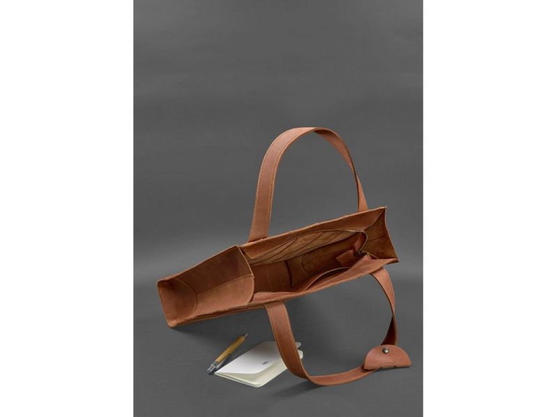 Кожаная женская сумка шоппер Бэтси светло-коричневая Crazy Horse, фото 5