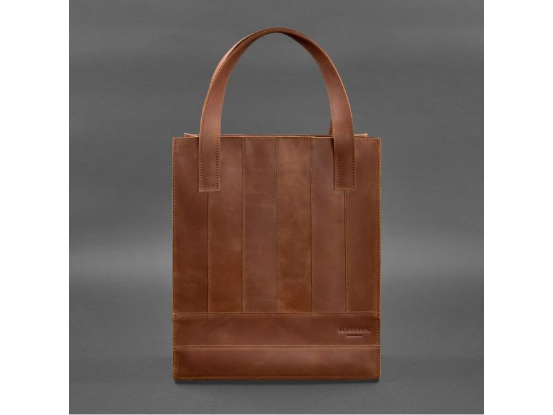 Кожаная женская сумка шоппер Бэтси светло-коричневая Crazy Horse, фото 7