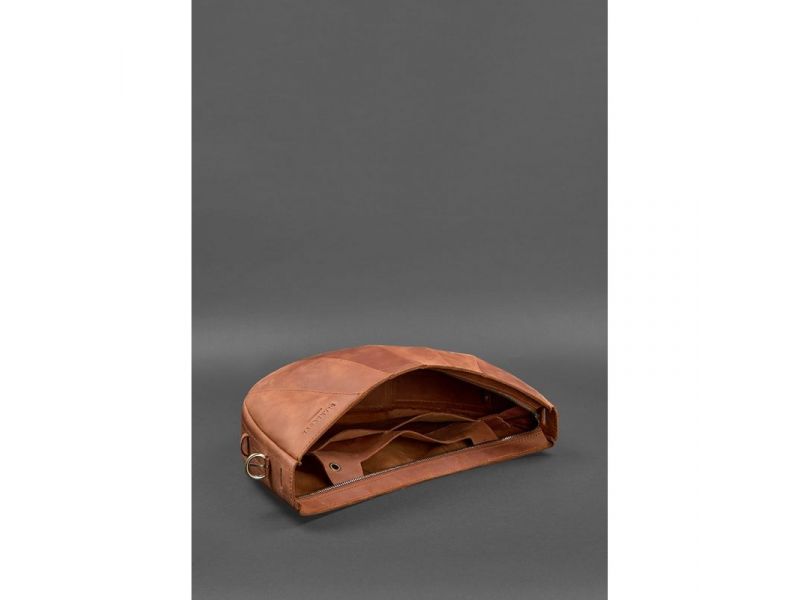 Кожаная женская сумка Круассан светло-коричневая, фото 5