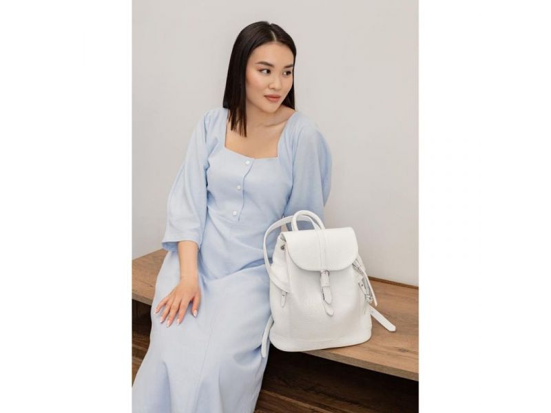 Кожаный женский рюкзак Олсен белый, фото 6