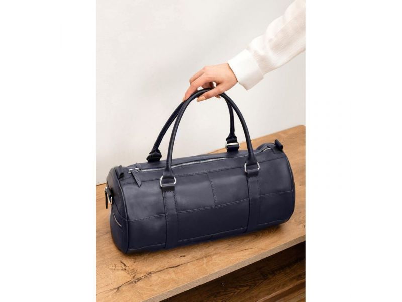 Кожаная сумка Harper темно-синяя краст, фото 1