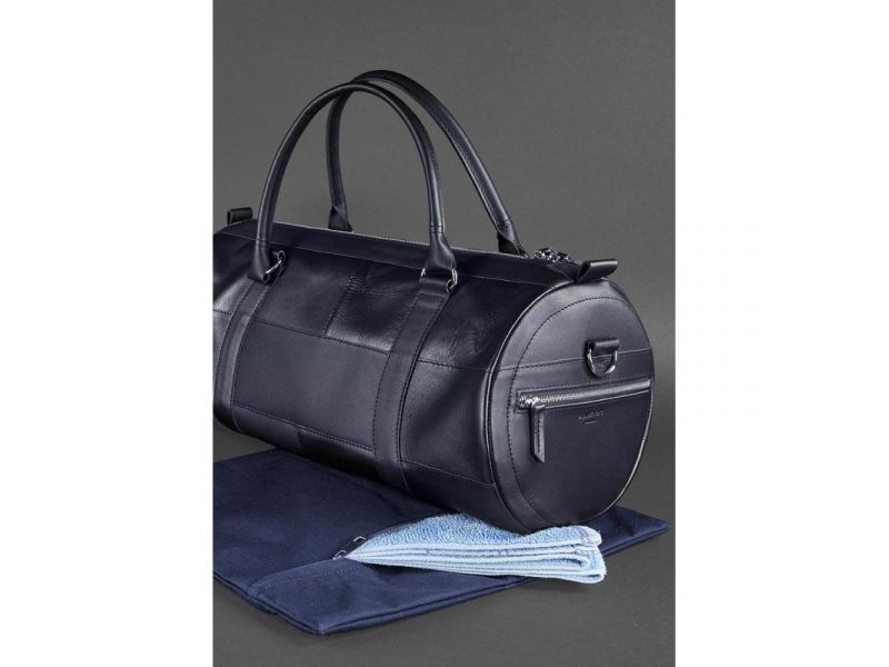 Кожаная сумка Harper темно-синяя краст, фото 5