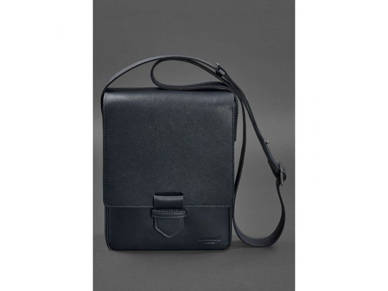 Мужская кожаная сумка-мессенджер Esquire синяя, фото 3