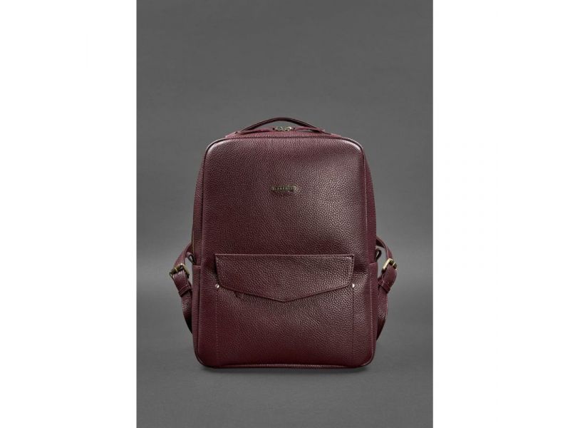 Кожаный женский городской рюкзак на молнии Cooper марсала флотар, фото 2