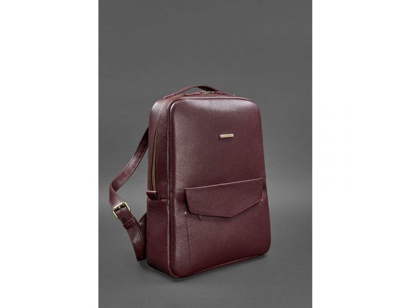 Кожаный женский городской рюкзак на молнии Cooper марсала флотар, фото 3
