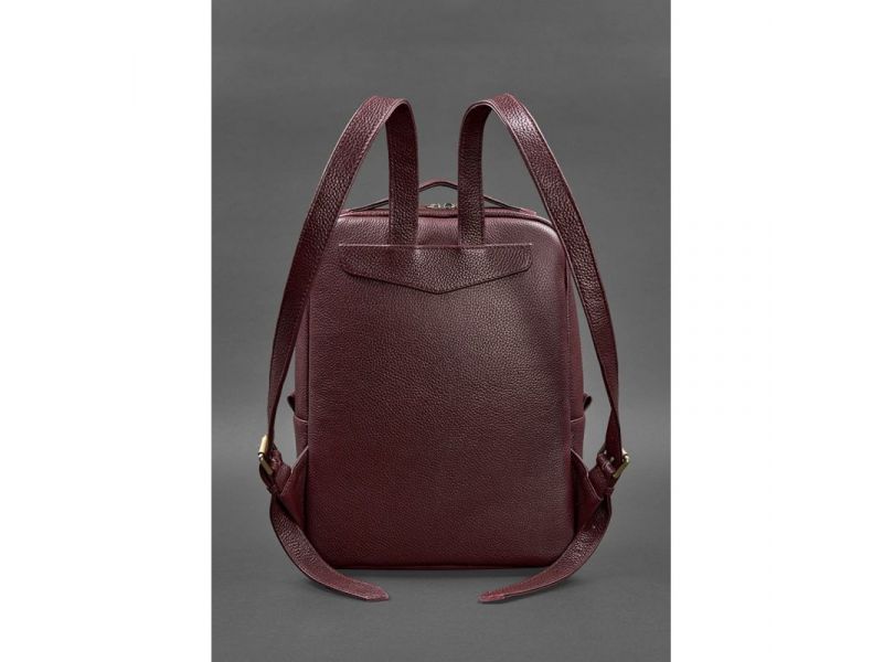 Кожаный женский городской рюкзак на молнии Cooper марсала флотар, фото 4