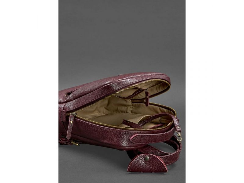 Кожаный женский городской рюкзак на молнии Cooper марсала флотар, фото 5