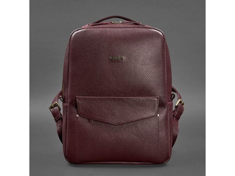 Кожаный женский городской рюкзак на молнии Cooper марсала флотар, фото 6