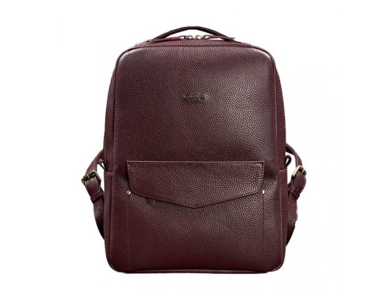 Кожаный женский городской рюкзак на молнии Cooper марсала флотар, фото 7