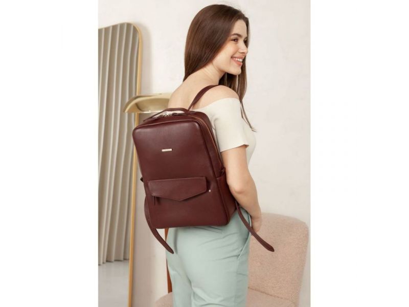 Кожаный городской женский рюкзак на молнии Cooper бордовый, фото 8