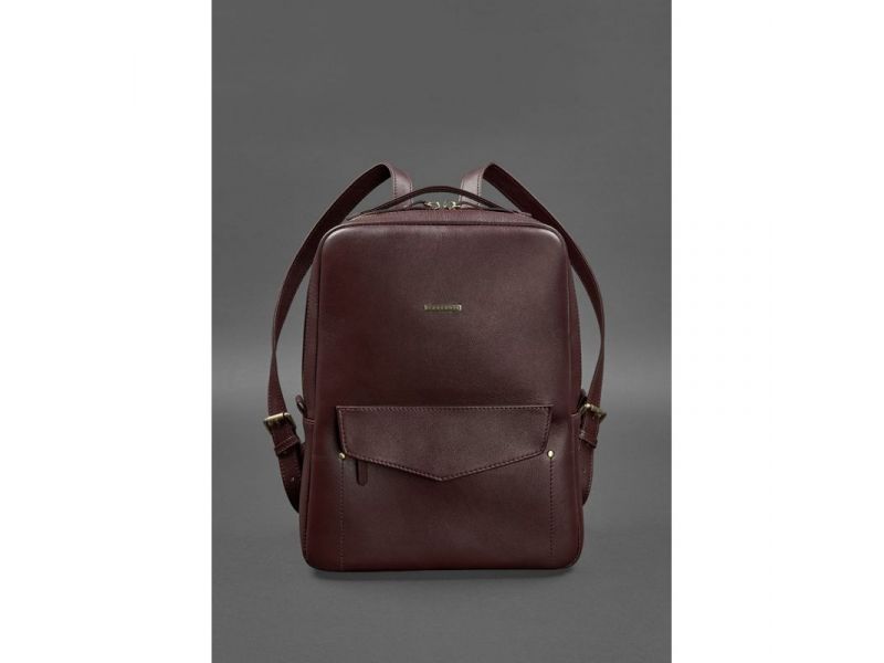 Кожаный городской женский рюкзак на молнии Cooper бордовый, фото 2