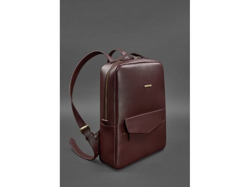 Кожаный городской женский рюкзак на молнии Cooper бордовый, фото 3