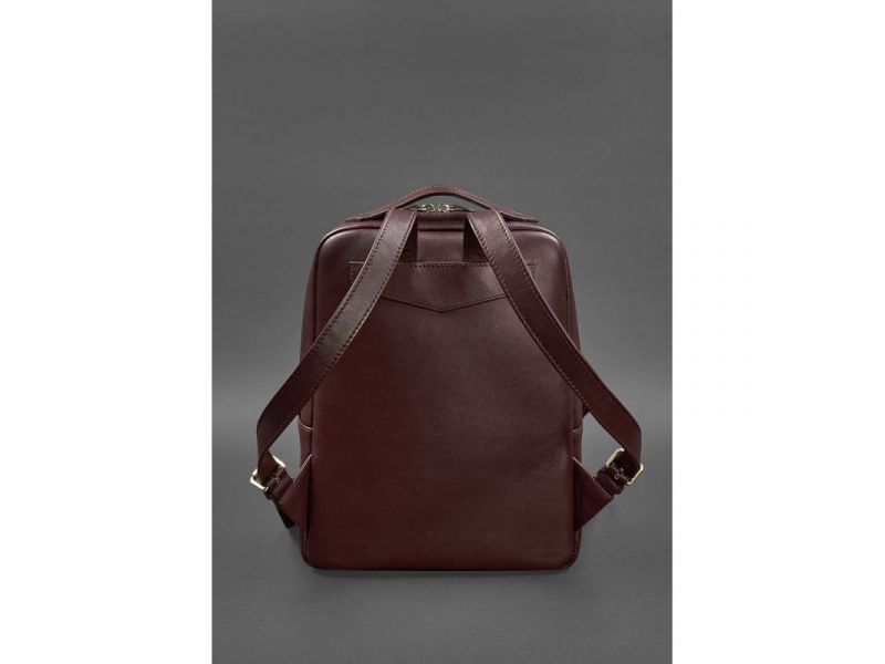 Кожаный городской женский рюкзак на молнии Cooper бордовый, фото 4