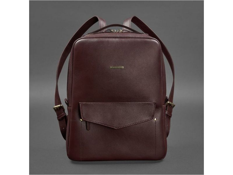 Кожаный городской женский рюкзак на молнии Cooper бордовый, фото 9