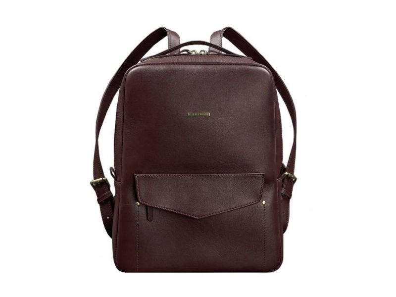 Кожаный городской женский рюкзак на молнии Cooper бордовый, фото 10