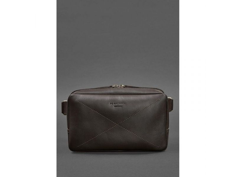 Кожаная поясная сумка Dropbag Maxi темно-коричневая, фото 2