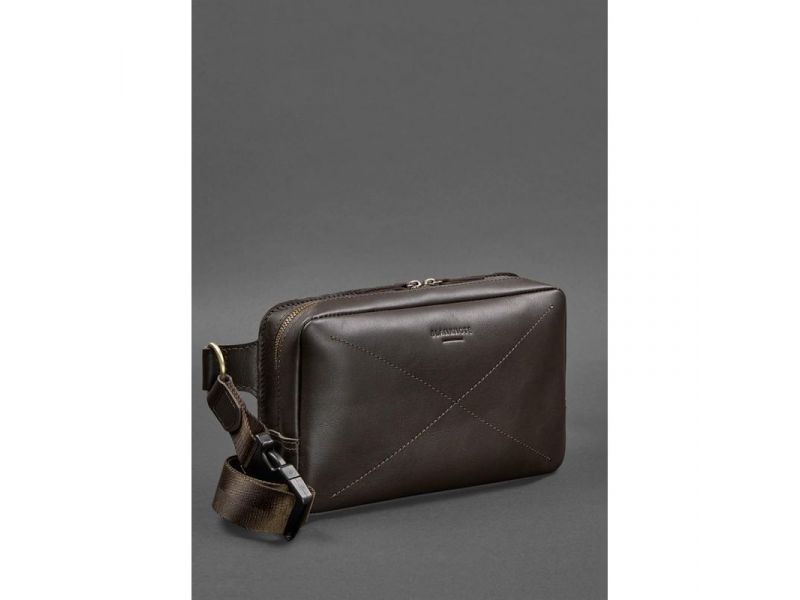 Кожаная поясная сумка Dropbag Maxi темно-коричневая, фото 3