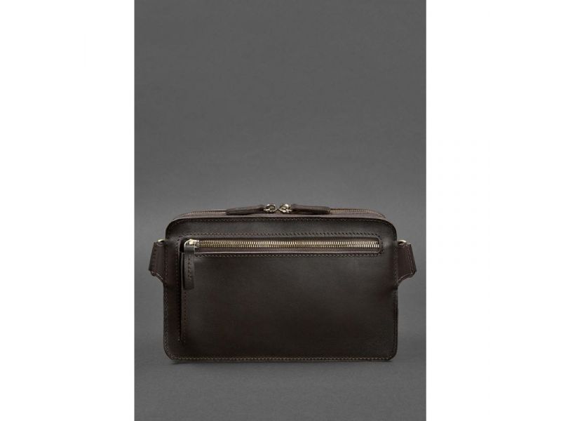 Кожаная поясная сумка Dropbag Maxi темно-коричневая, фото 4