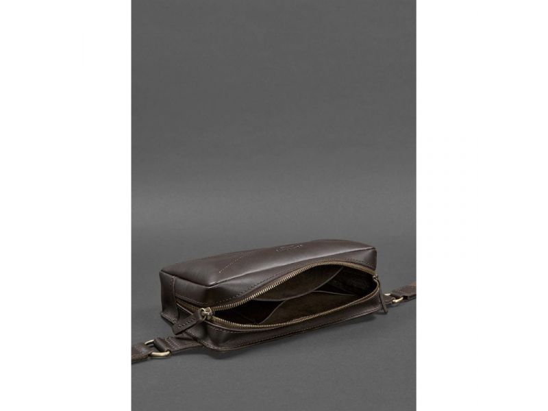 Кожаная поясная сумка Dropbag Maxi темно-коричневая, фото 6