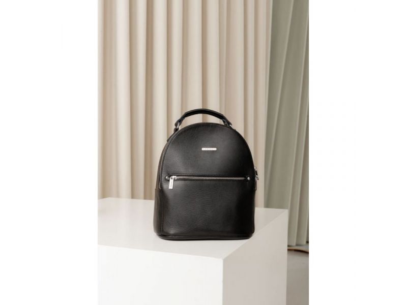 Кожаный женский мини-рюкзак Kylie черный краст, фото 4