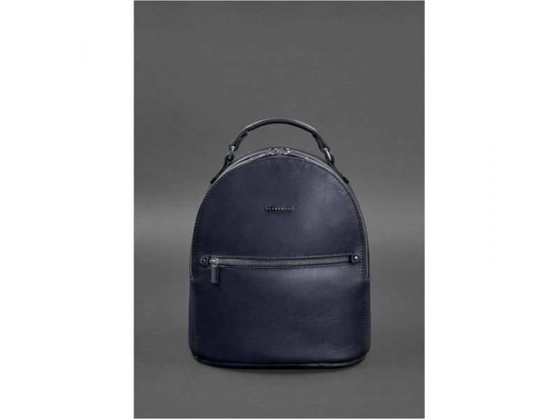 Кожаный женский мини-рюкзак Kylie Темно-синий краст, фото 2