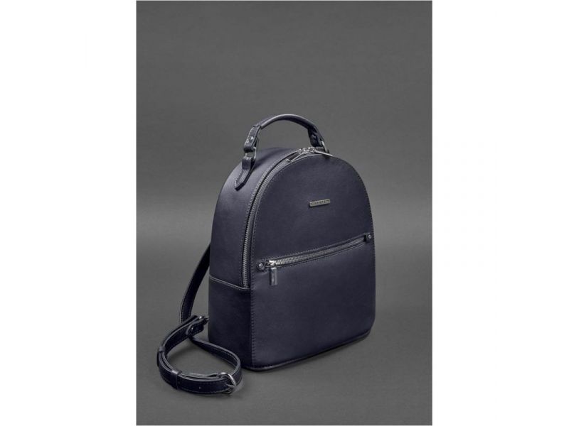 Кожаный женский мини-рюкзак Kylie Темно-синий краст, фото 3