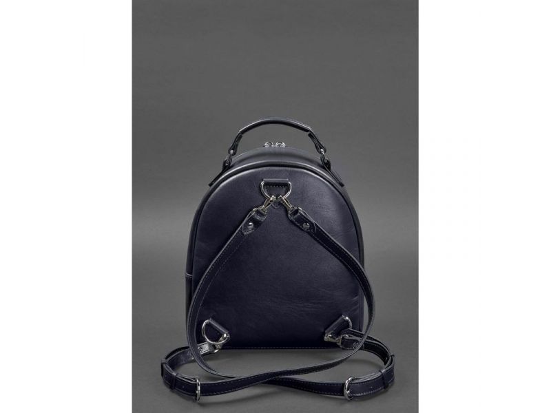 Кожаный женский мини-рюкзак Kylie Темно-синий краст, фото 4