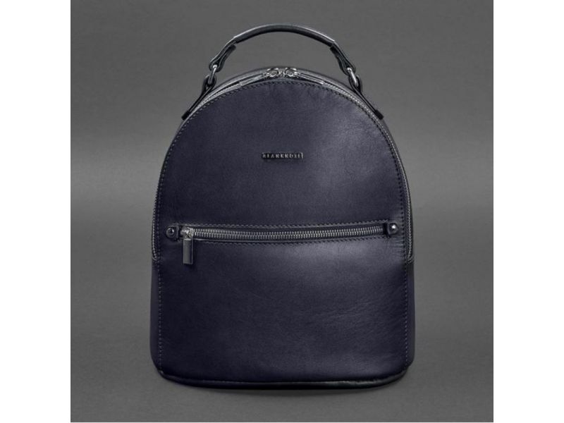 Кожаный женский мини-рюкзак Kylie Темно-синий краст, фото 10