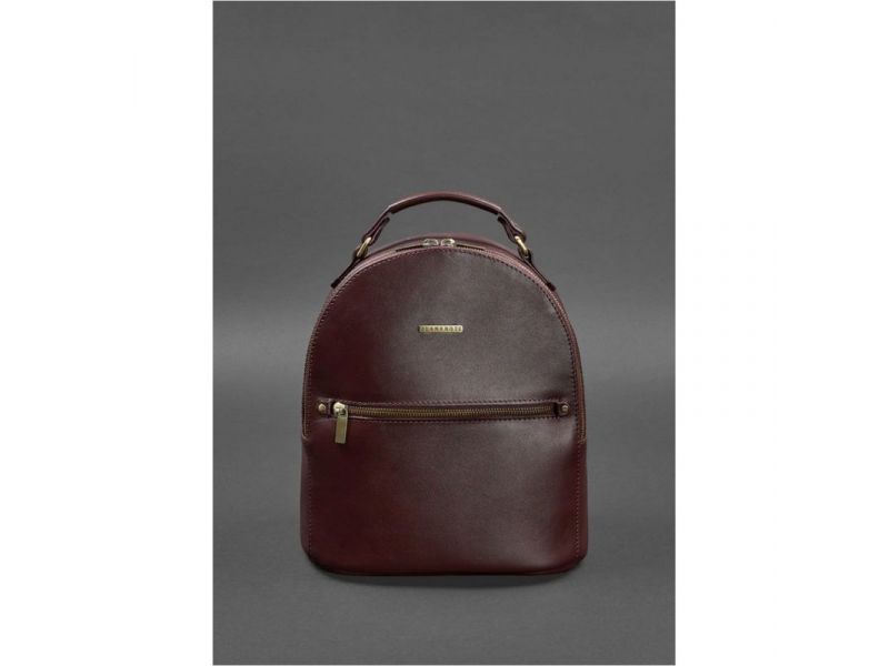 Кожаный женский мини-рюкзак Kylie Бордовый краст, фото 2